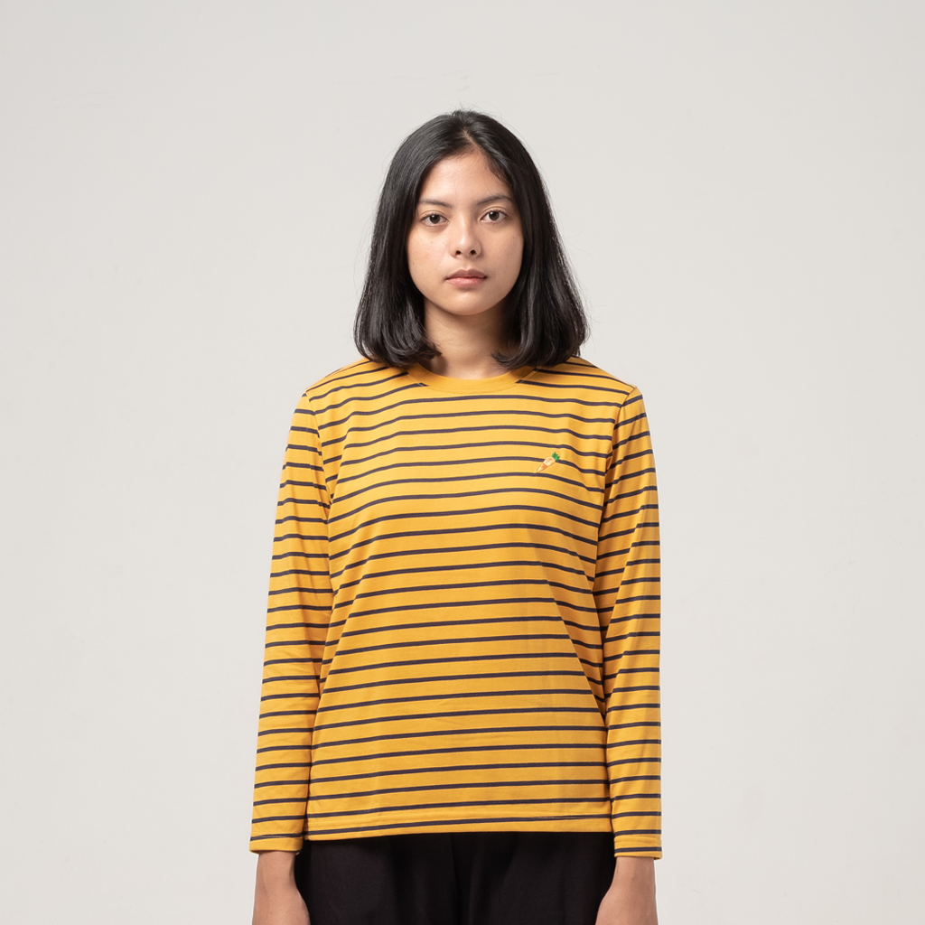 Dama Kara T-Shirt Strippie Carrot Mustard