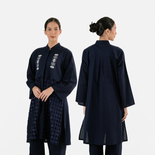 Image of Dama Kara Aksata Embroidery Tunik 