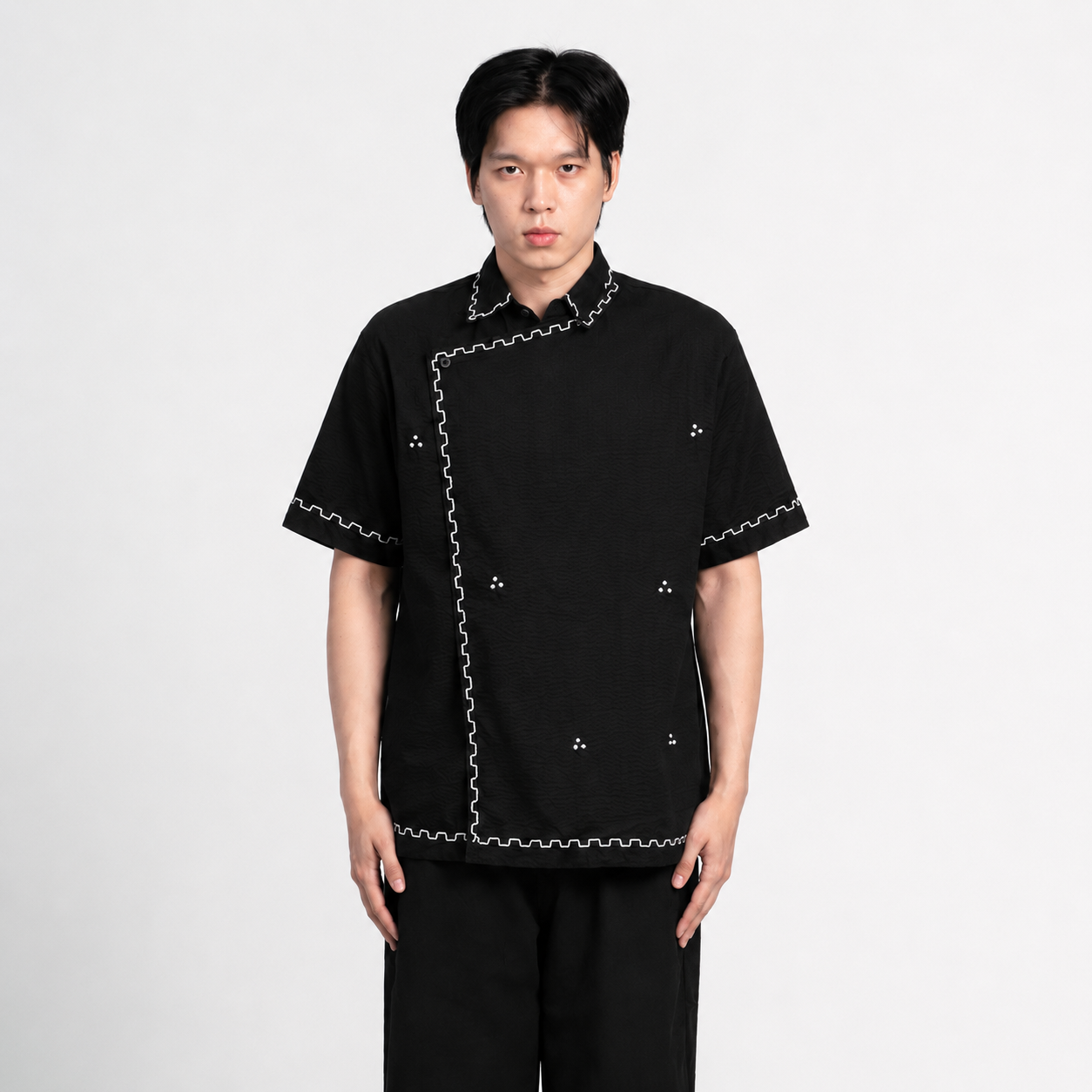 Dama Kara Senarai Kemeja Janggan Sashiko Shortsleeve