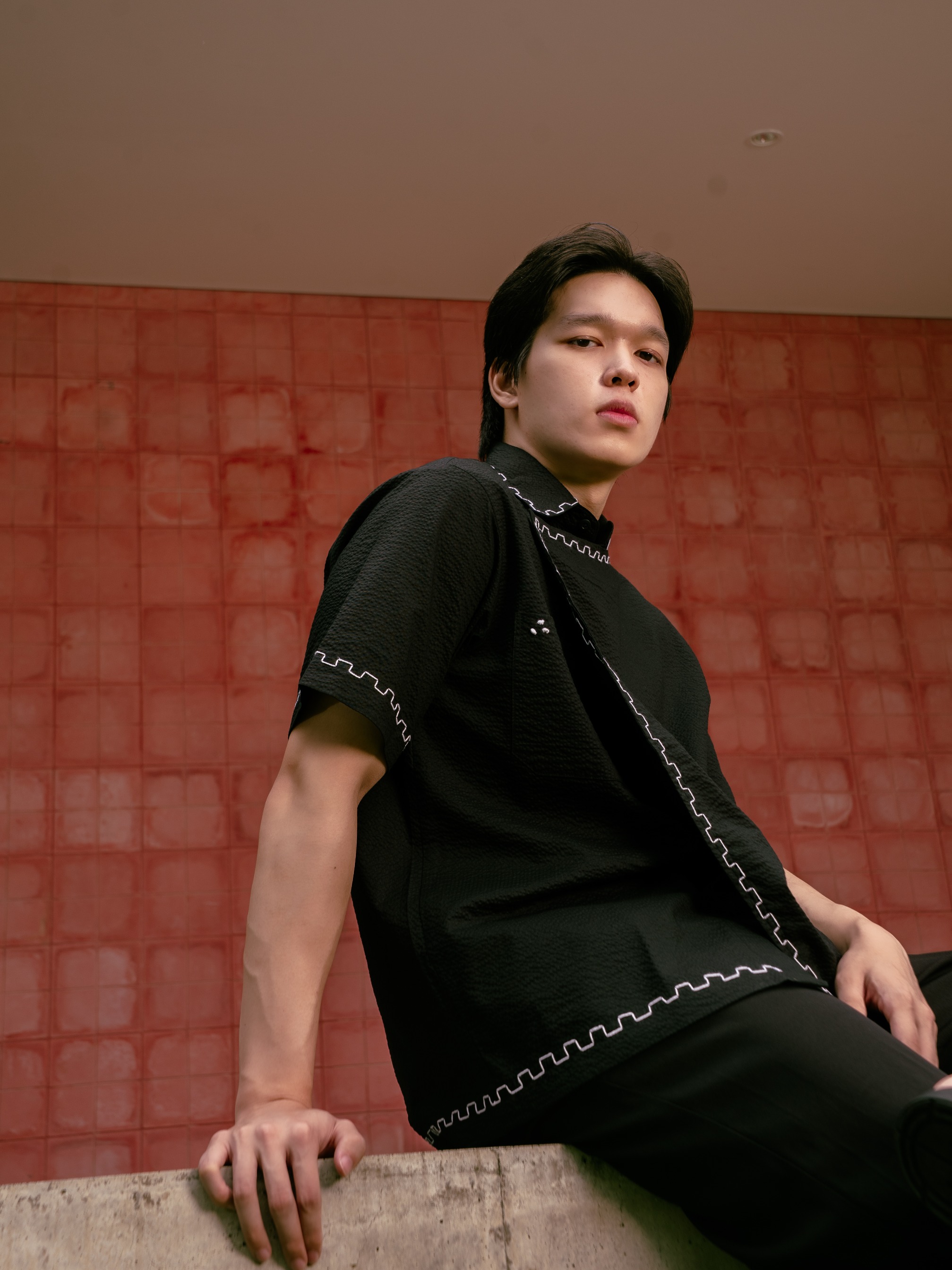 Dama Kara Senarai Kemeja Janggan Sashiko Shortsleeve