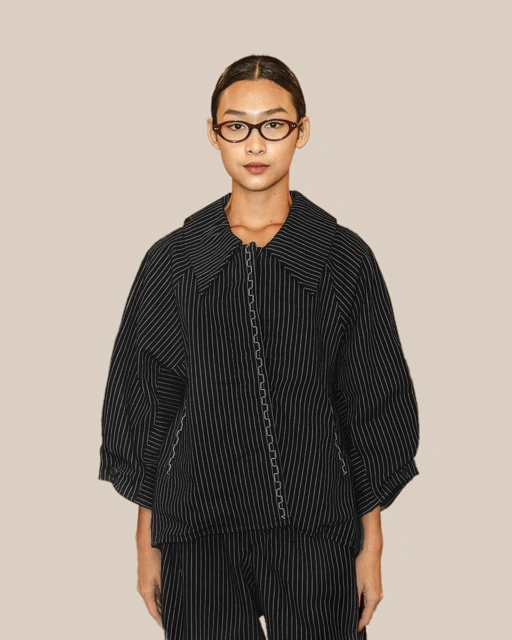 Image of Dama Kara Sanggit Jacket Sashiko Navy