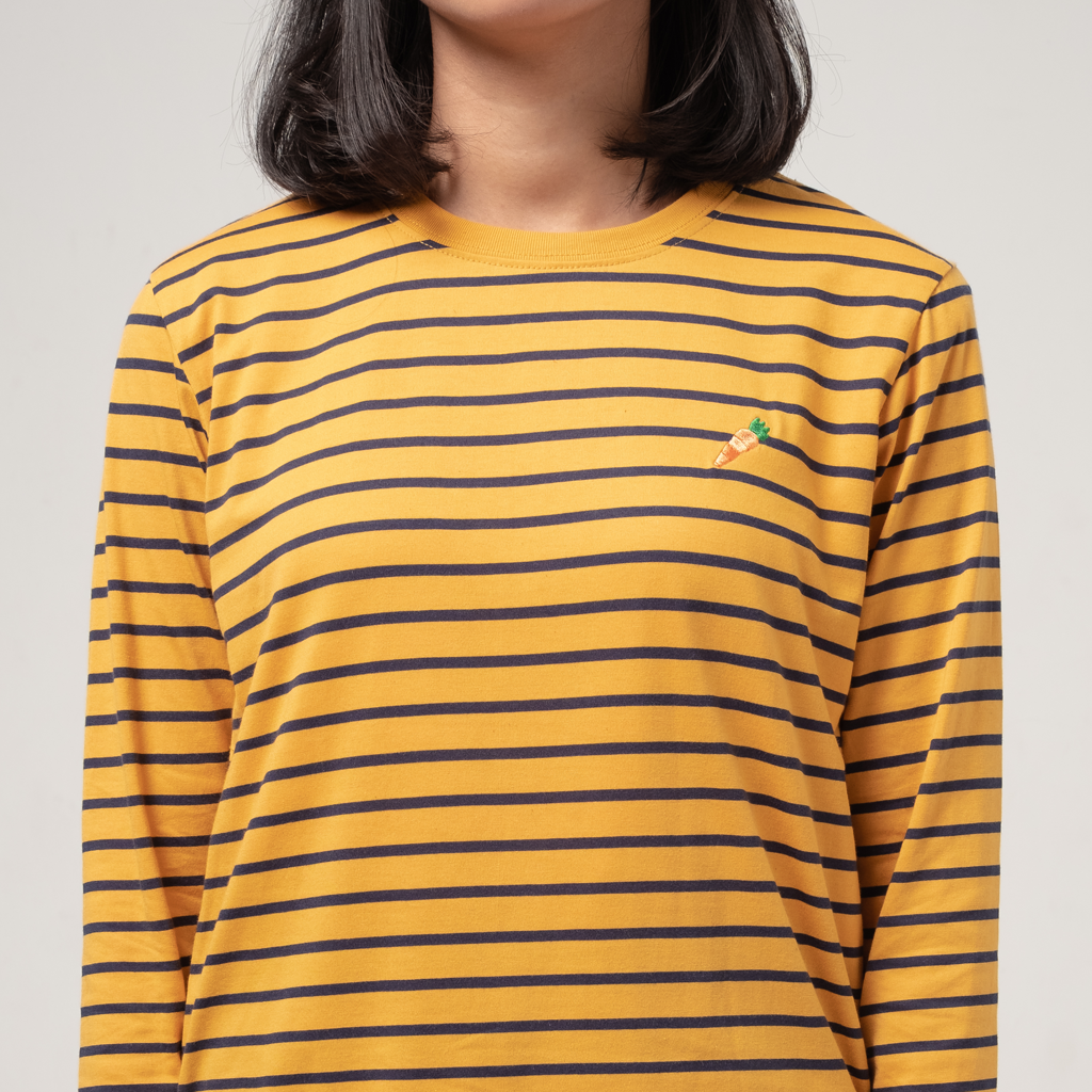 Dama Kara T-Shirt Strippie Carrot Mustard