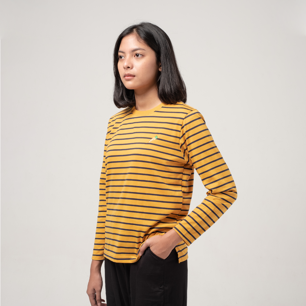 Dama Kara T-Shirt Strippie Carrot Mustard