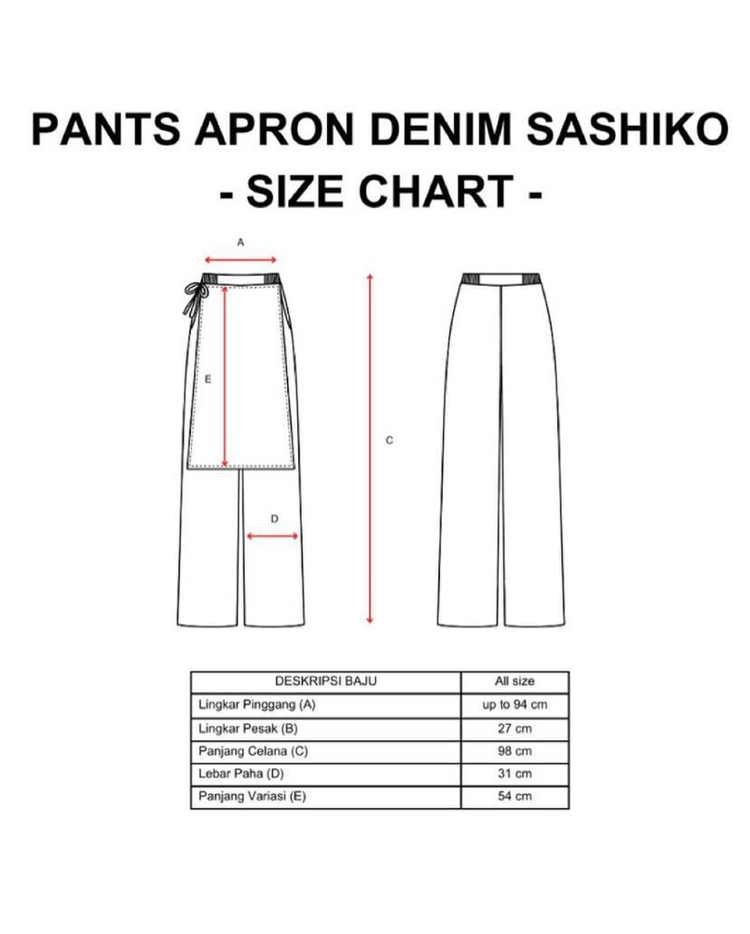 Dama Kara Basic Denim Sashiko Apron Pants