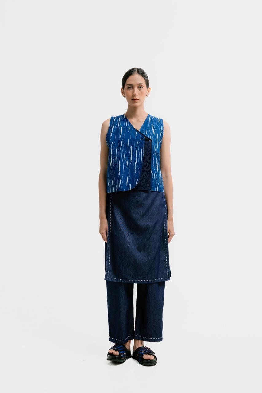 Dama Kara Basic Denim Sashiko Apron Pants