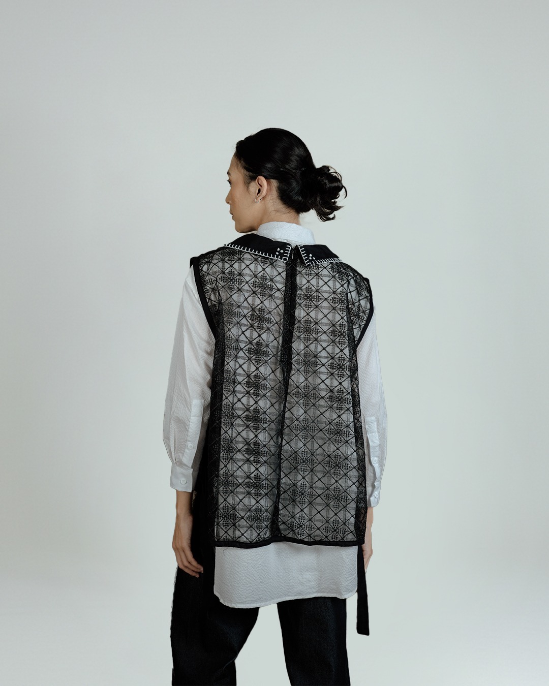 Dama Kara Basic Vest Collar Sashiko