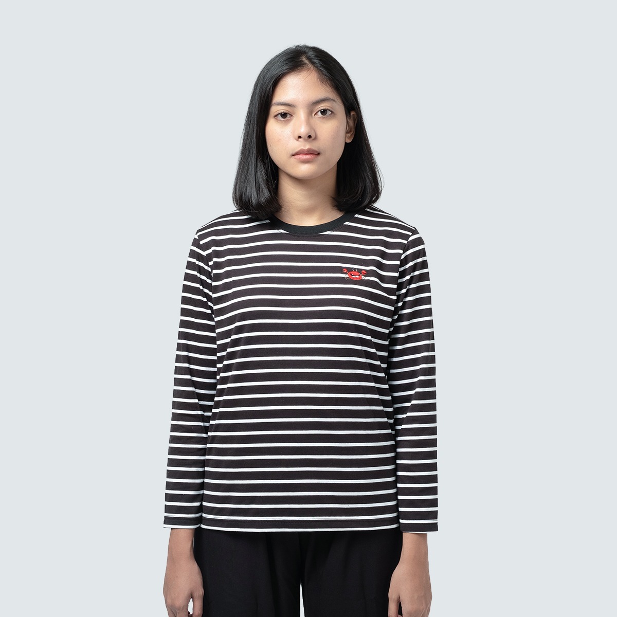 Dama Kara T-Shirt Strippie Crabs Black