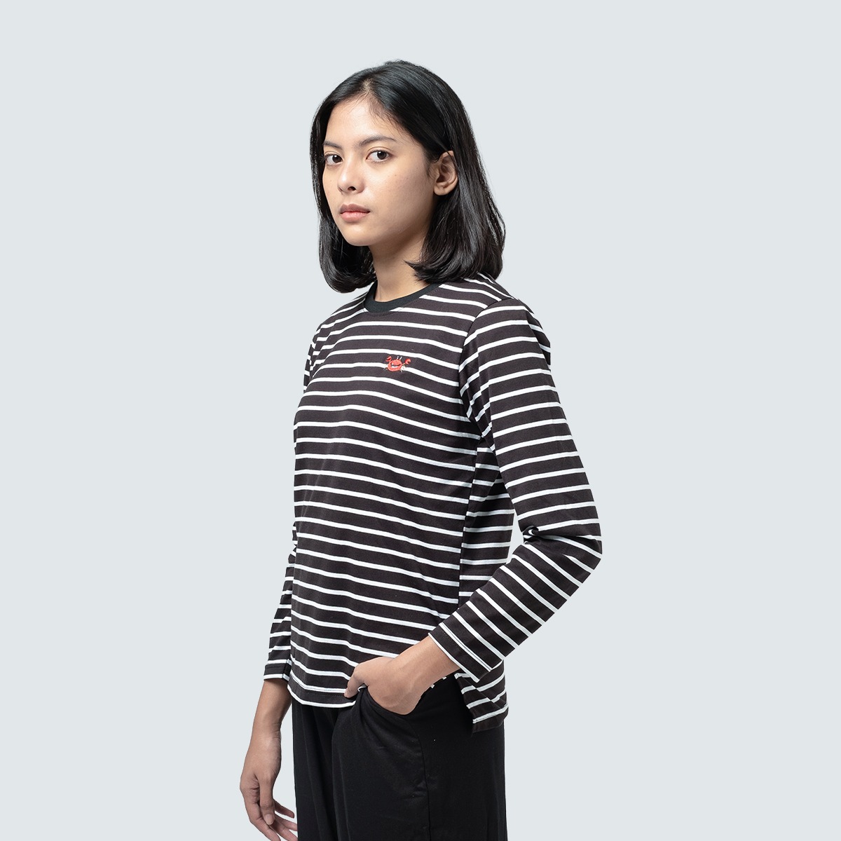 Dama Kara T-Shirt Strippie Crabs Black