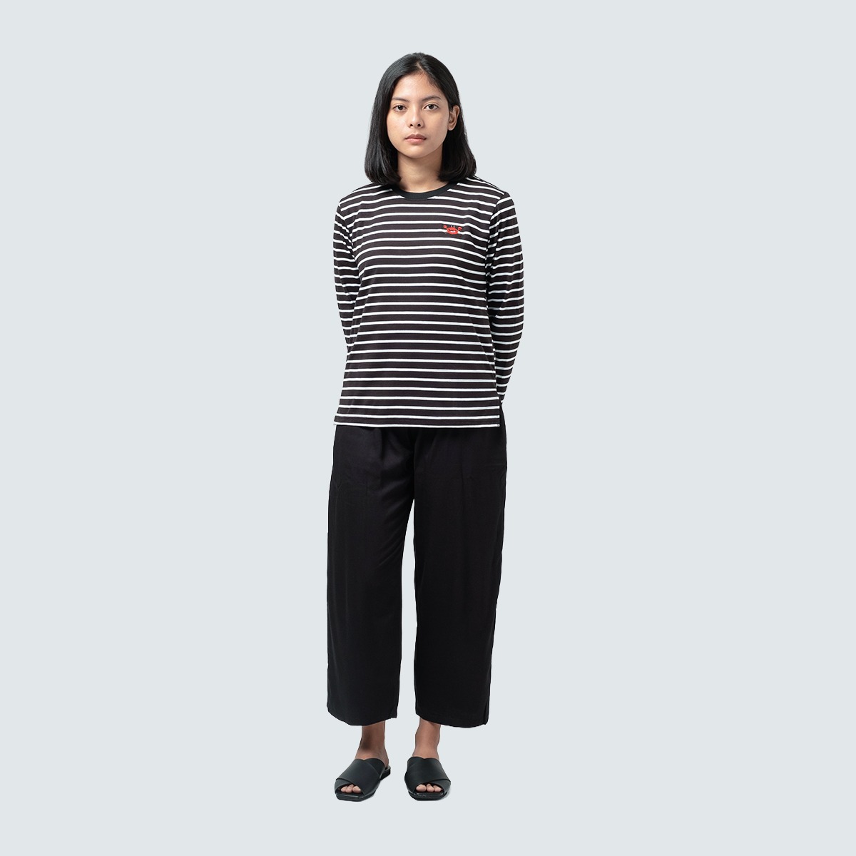Dama Kara T-Shirt Strippie Crabs Black