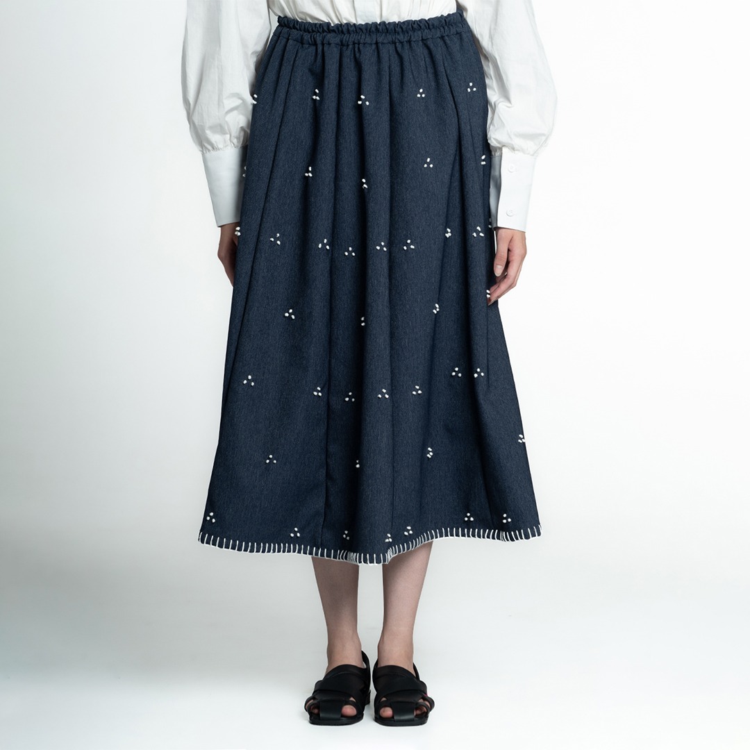 Dama Kara Rintik Sashiko Panel Skirt