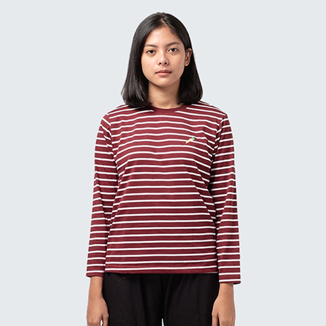 Dama Kara T-Shirt Strippie Carrot Maroon