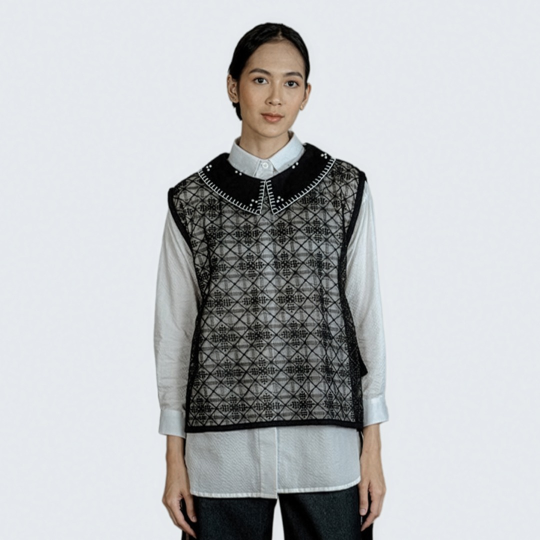 Dama Kara Basic Vest Collar Sashiko