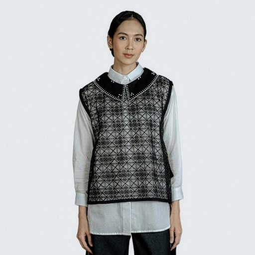 Dama Kara Basic Vest Collar Sashiko