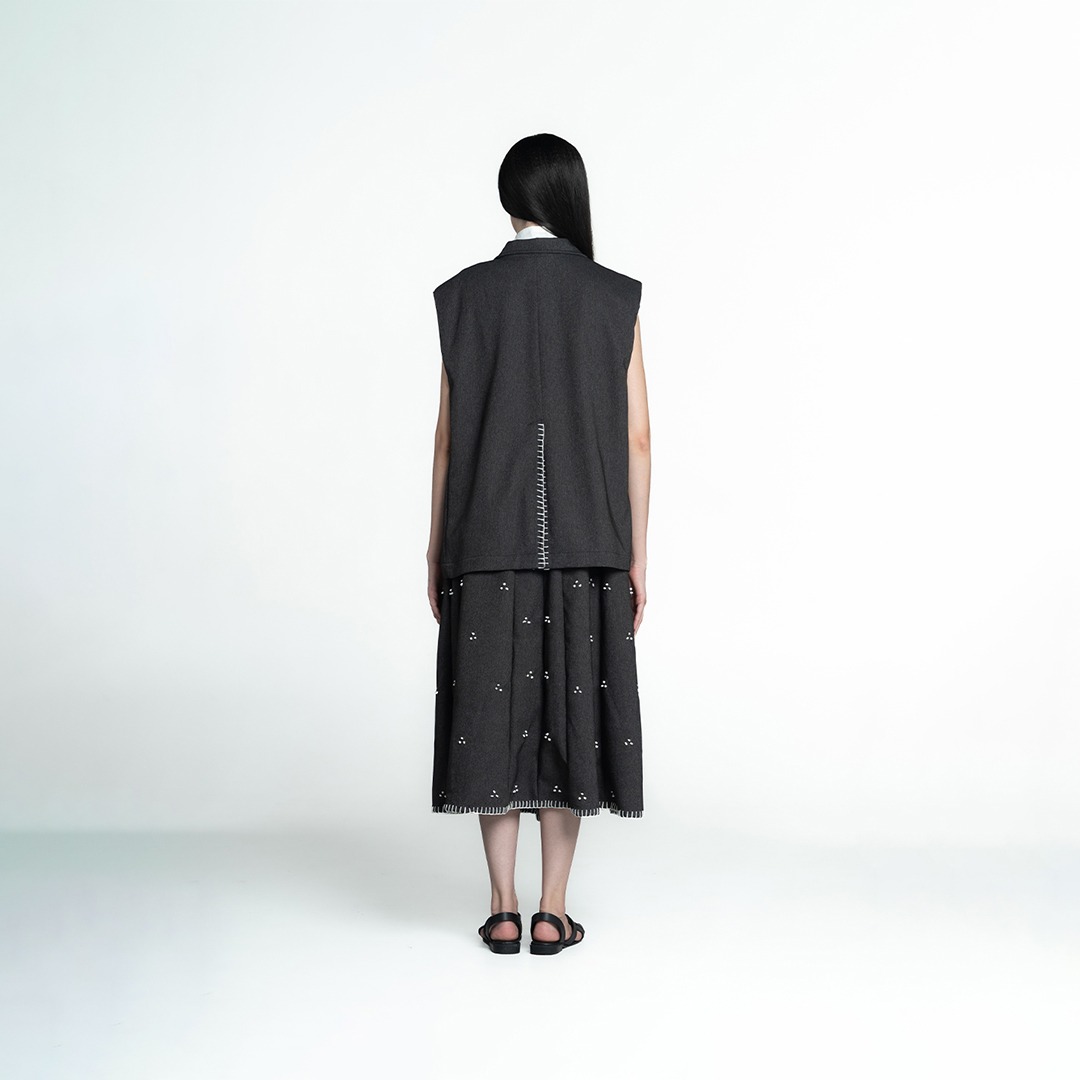 Dama Kara Rintik Overlay Blazer