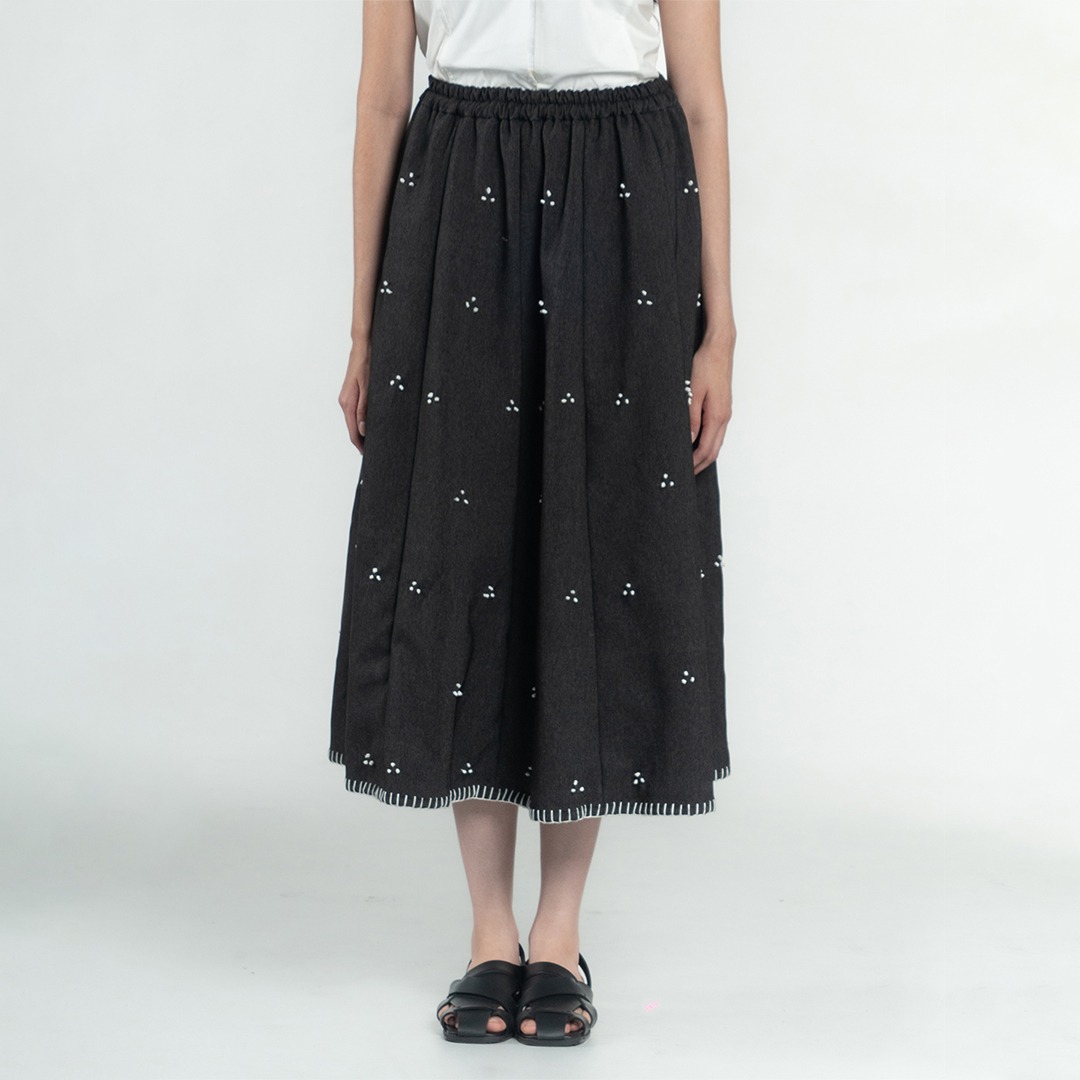 Dama Kara Rintik Sashiko Panel Skirt