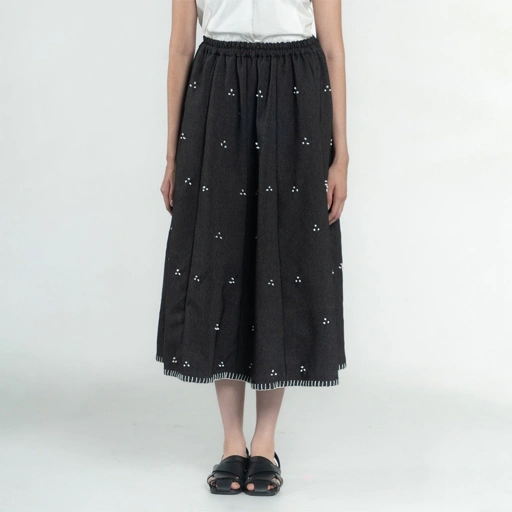 Dama Kara Rintik Sashiko Panel Skirt