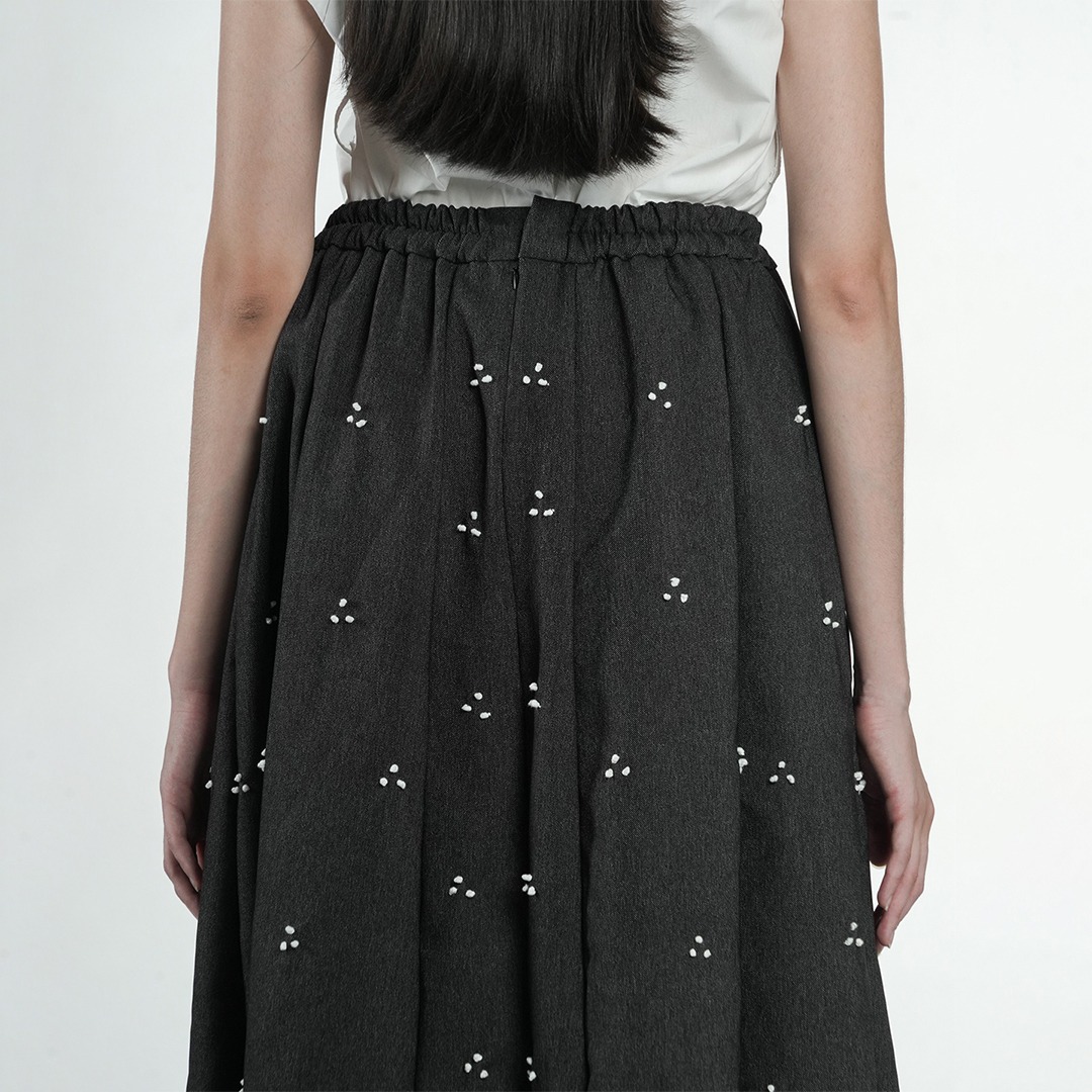 Dama Kara Rintik Sashiko Panel Skirt