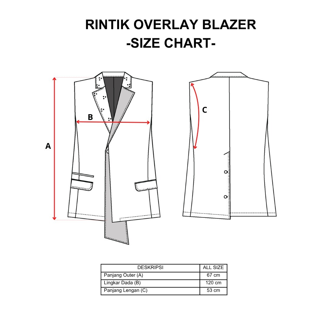 Dama Kara Rintik Overlay Blazer