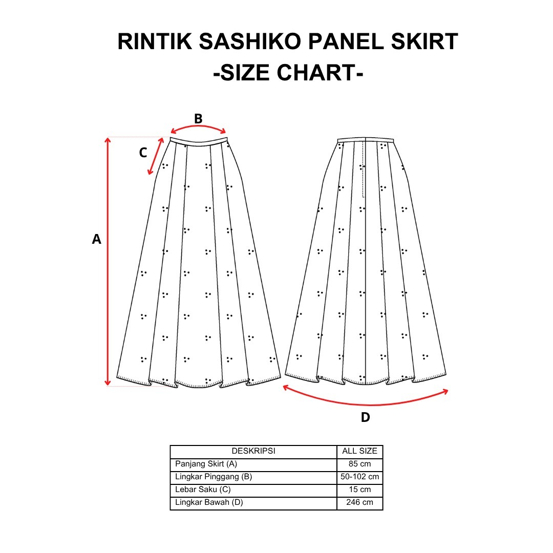 Dama Kara Rintik Sashiko Panel Skirt