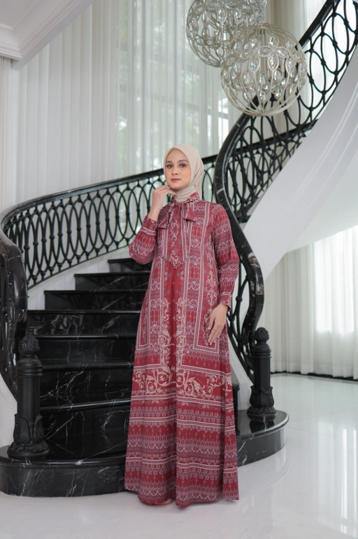 Image of Dress Dewasa Nazeera - Brick Red