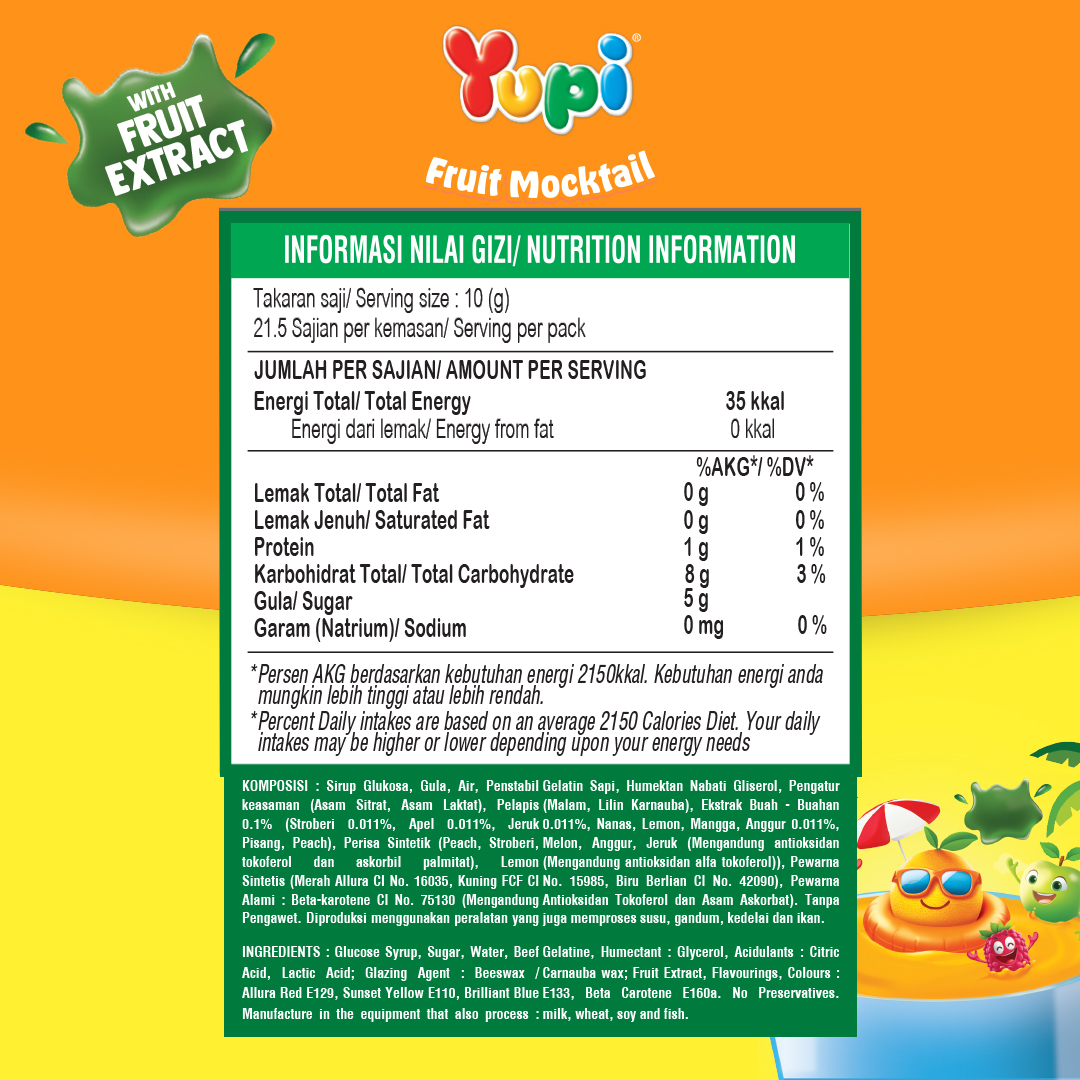 Yupi Fruit Mocktails Bigger Size Display Box