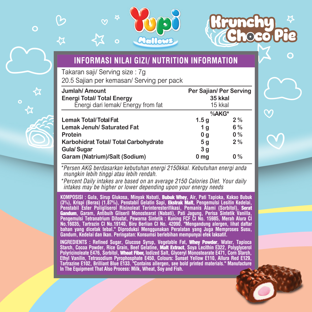 Yupi Krunchy Choco Pie Jar 144 Gr