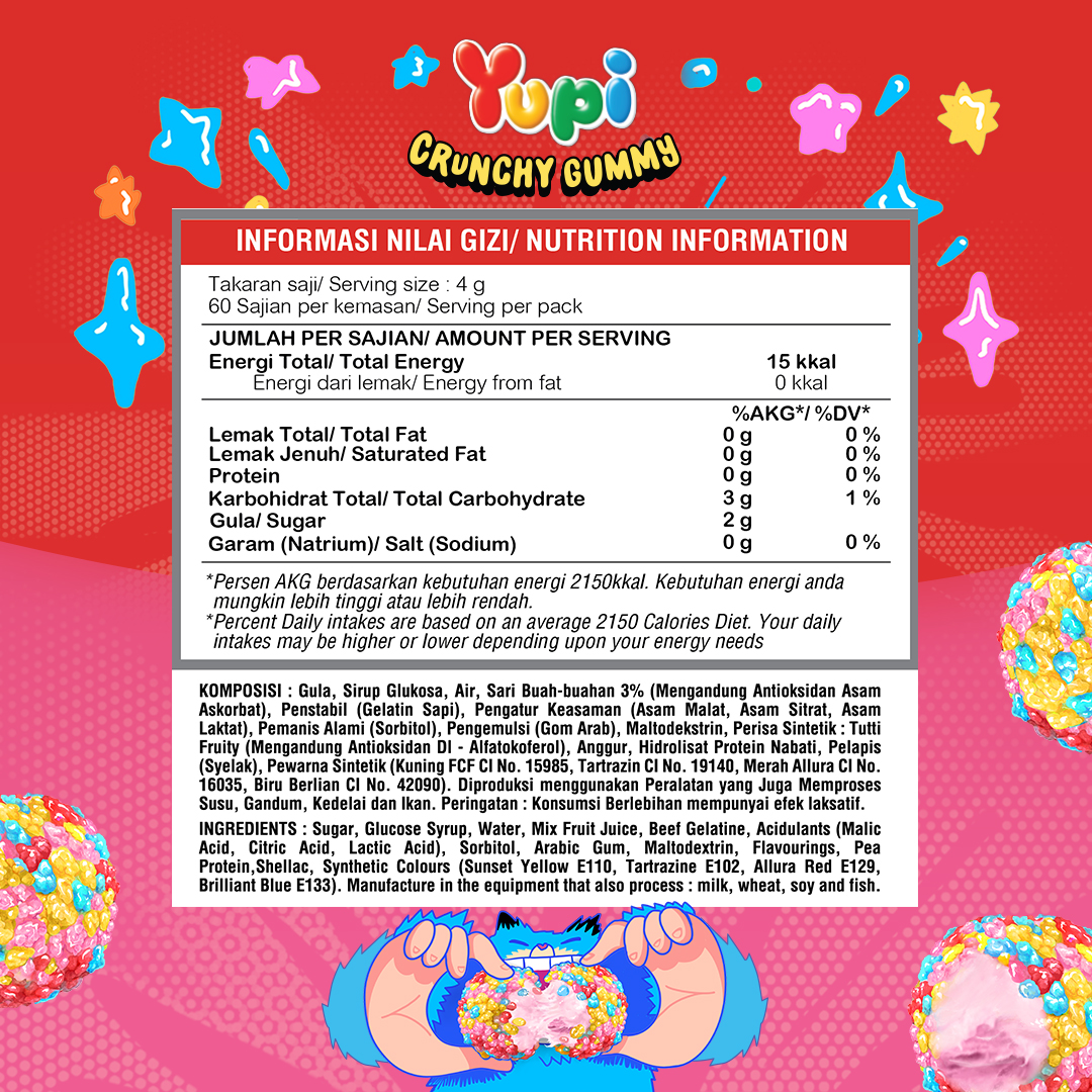 Yupi Crunchy Gummy Fruity Clusters Display Box