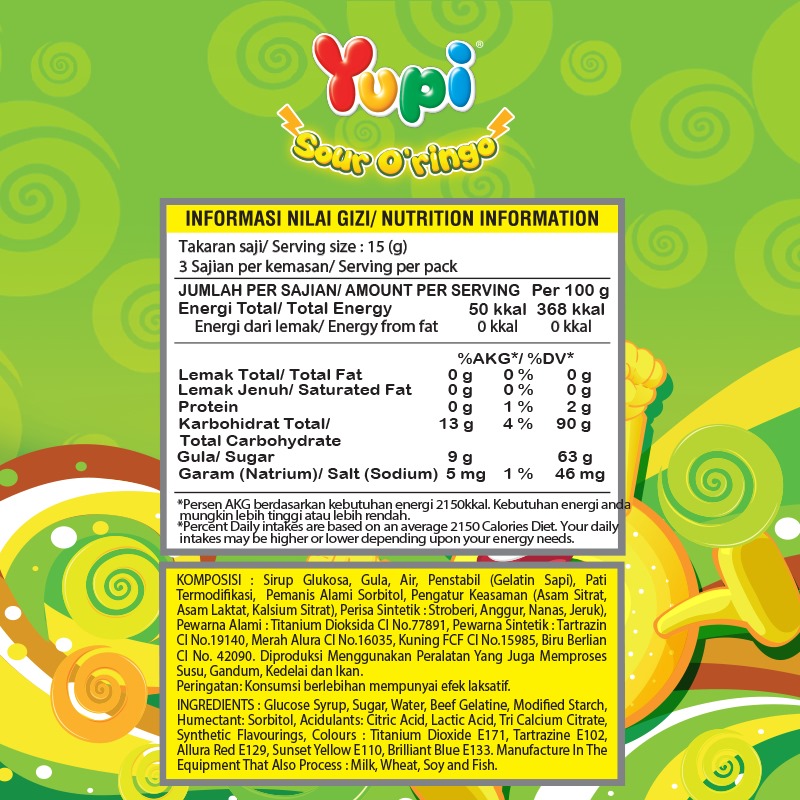 Yupi Sour Oringo IWP 1000 Gram