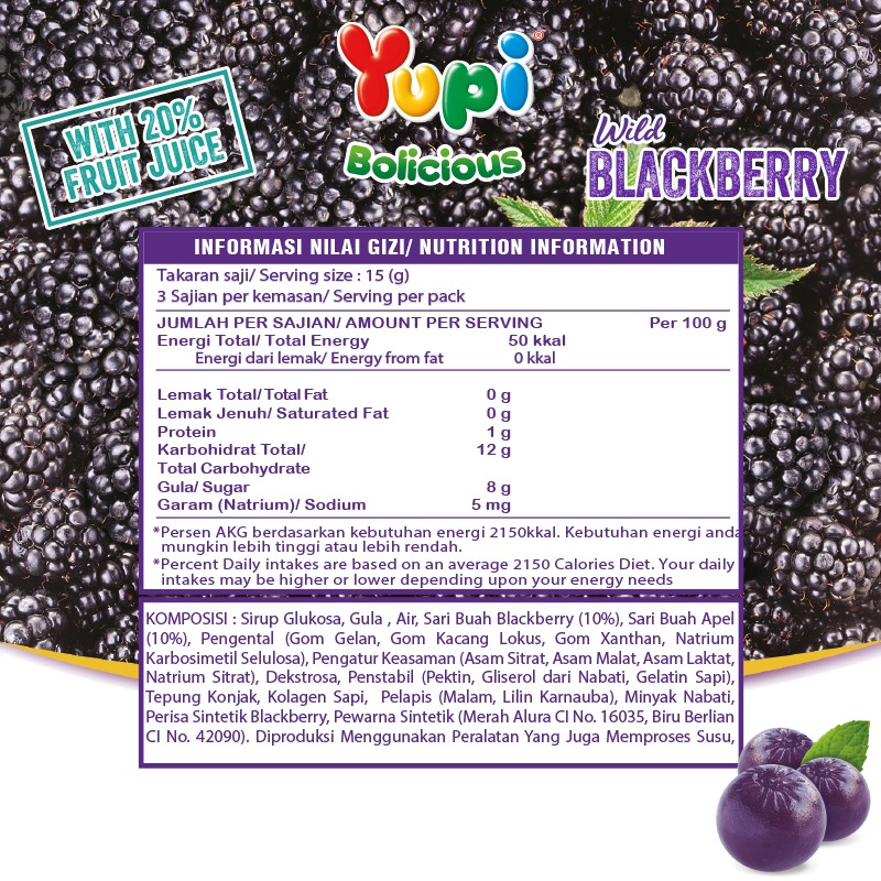 Yupi Bolicious Blackberry IWP 650 Gram