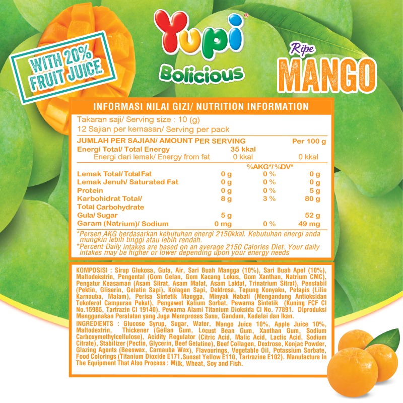 Yupi Bolicious Mango IWP 650 Gram