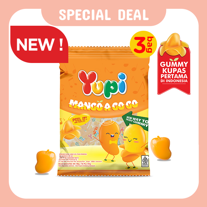 Triple Bag Yupi Mango A Go Go 90 Gram