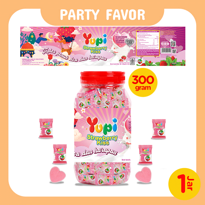 Yupi Strawberry Kiss Jar 300 gr