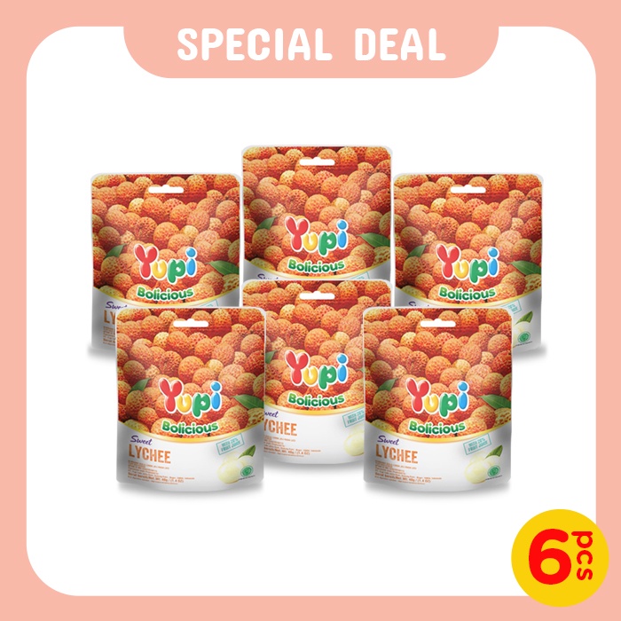 Six Pack Yupi Bolicious Lychee 40 Gr