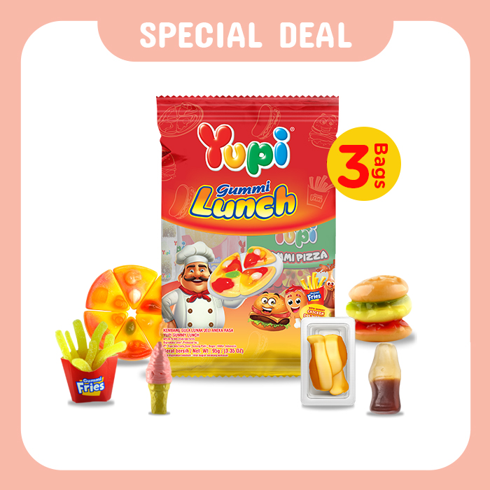 Triple Bag Yupi Gummy Lunch 95 gr