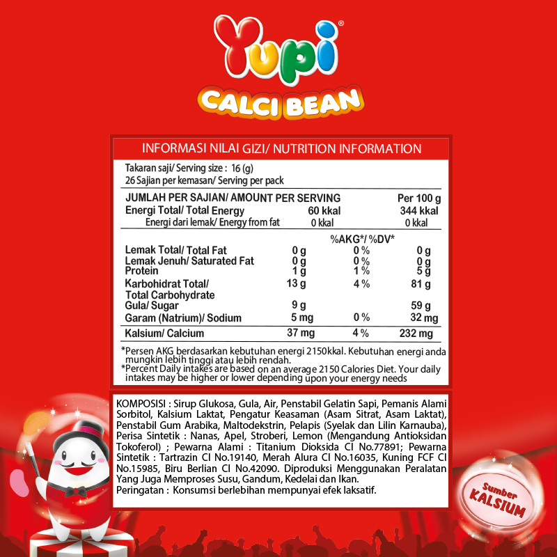 Yupi Calci Bean 70 gr