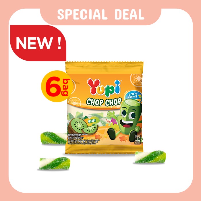 Six Pack Yupi Chop Chop Kiwi 42 gr