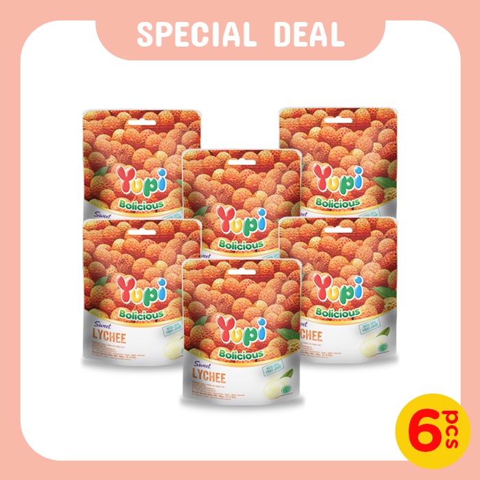 Six Pack Yupi Bolicious Lychee 40 Gr