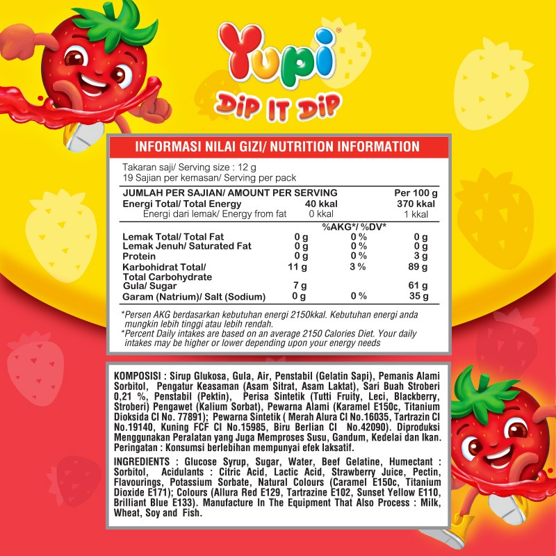 Yupi Dip It Dip Strawberry Sauce Display Box