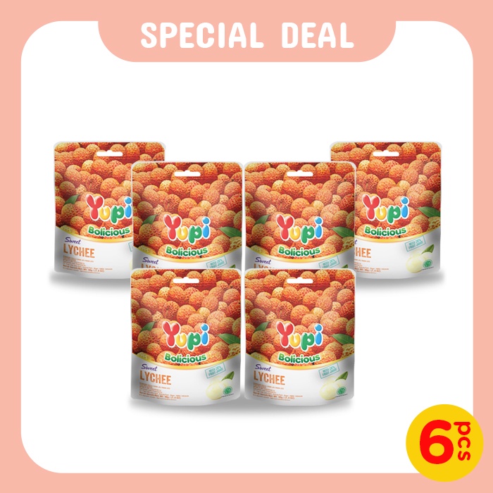 Six Pack Yupi Bolicious Lychee 40 Gr
