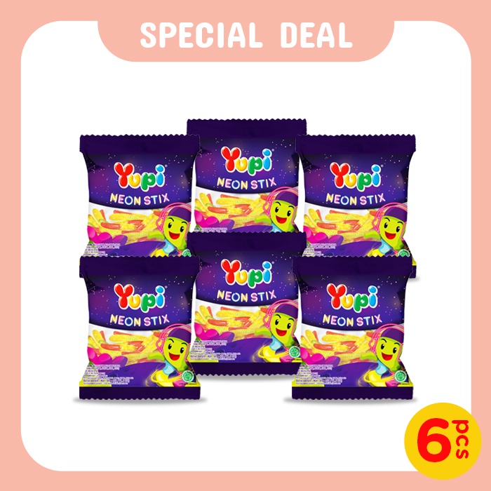 Six Pack Yupi Neon Stix 45 Gr