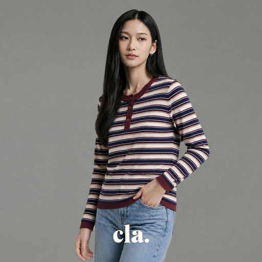 Celline Stripe Top Burgundy