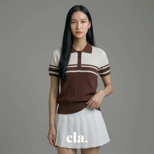 Image of Audrey Polo Coklat - Off White