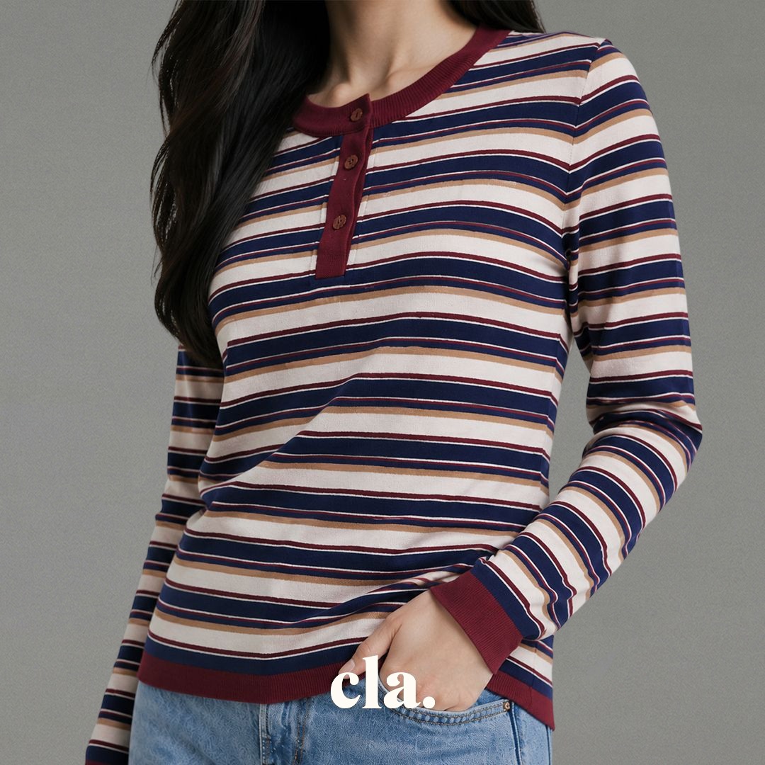 Celline Stripe Top Blue-Yellow