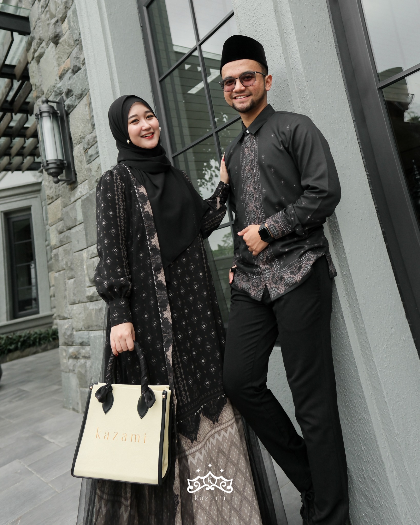Kazami - Dress Mom Dewasa Printing Sarimbit Motif Bahtera Cinta Style 1 Free Outer