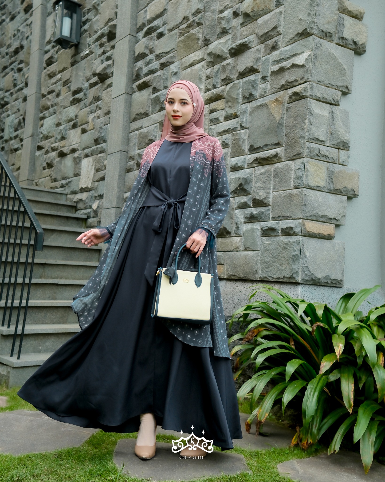 Kazami - Dress Motif Dewasa Sarimbit Bahtera Cinta Style 3 Set Inner Outer