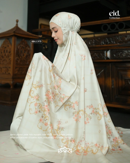 Image of Kazami - Telekung / Mukena Printing Petals Of Grace Motif Bunga