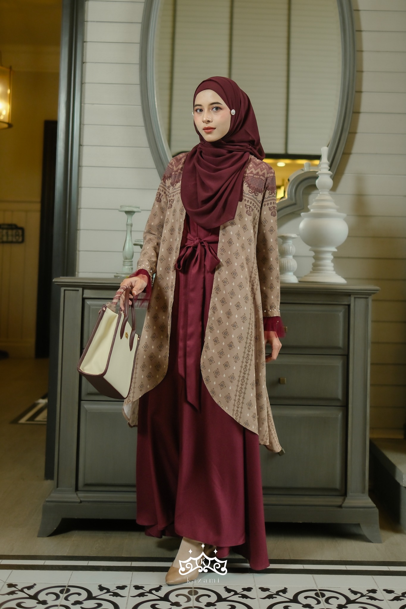 Kazami - Dress Motif Dewasa Sarimbit Bahtera Cinta Style 3 Set Inner Outer