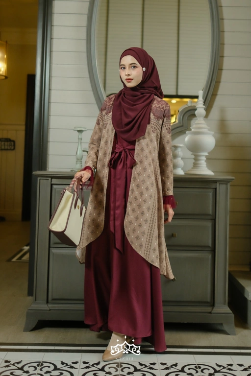 Image of Kazami - Dress Motif Dewasa Sarimbit Bahtera Cinta Style 3 Set Inner Outer