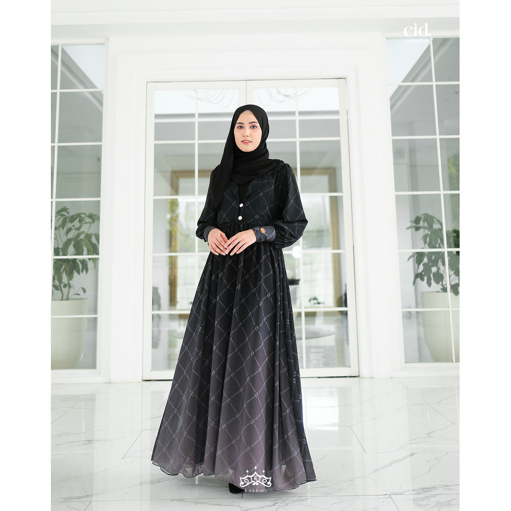 Kazami - Dress Dewasa Motif Mewah Everlast Monogram style 1
