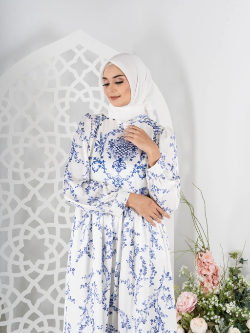 Image of Emily Dress - White Navy